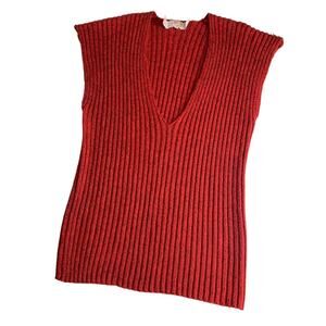 Vintage French Connection Red Wool Blend Sweater Vest Tunic Small